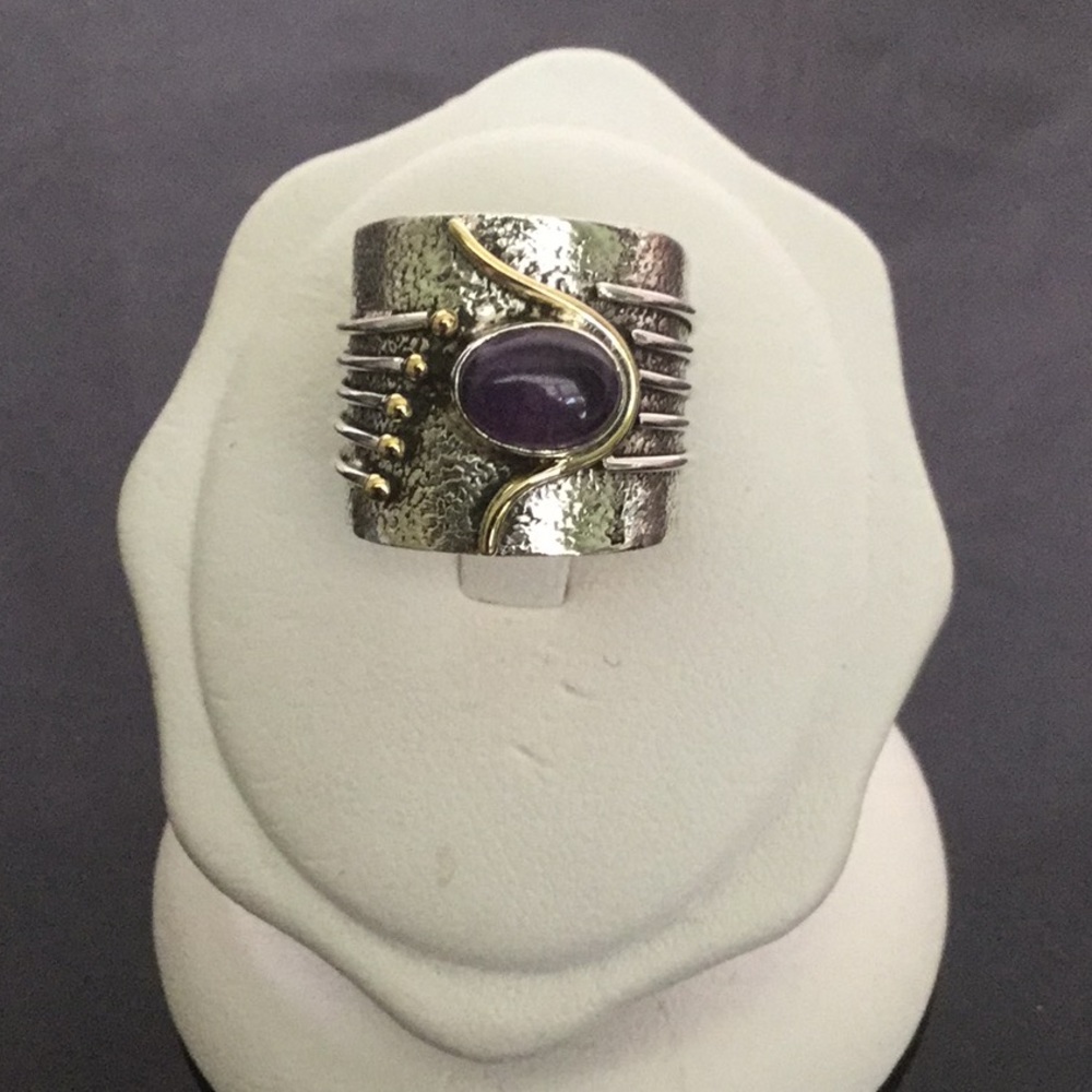925SterlingSilverW/14KGoldAccents& 2.9 ctwAmythest